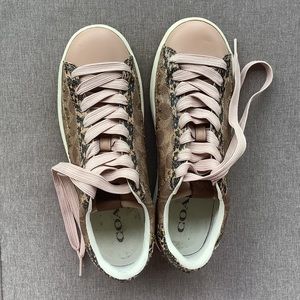 Coach sneakers w/ leopard print pattern. Size 10 M.